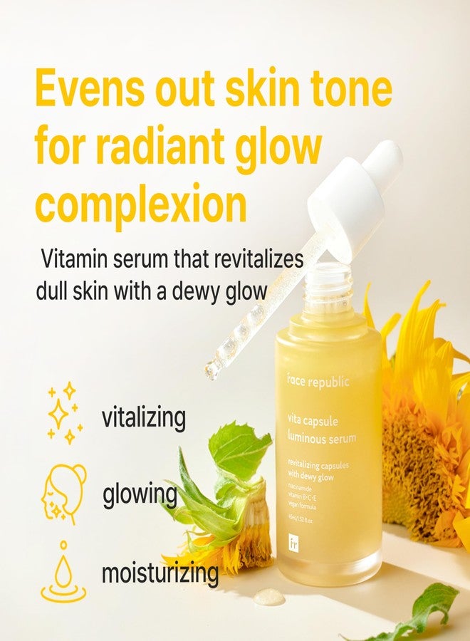 Face Republic Vita Capsule Luminous Serum 45ml 1.52 fl oz | Revitalizing, Radiant Glow for Dull, Dry Skin | Vitamins, Lemon Extract, Niacinamide 5%, Jojoba Seed Oil | Vegan Korean Skin Care - Image 2